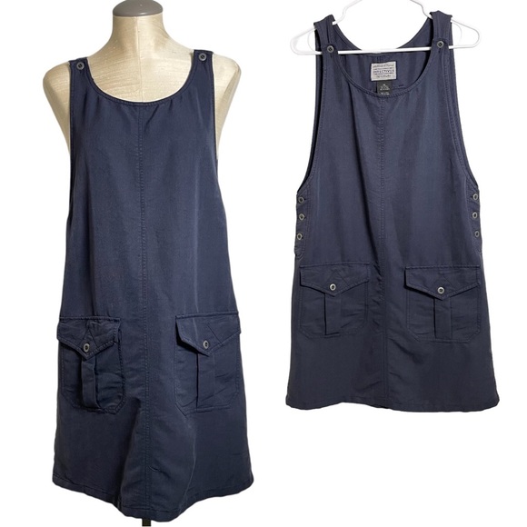 Authentic & Original Directives Overall Sleeveless Dress Navy Lyocell Y2K Medium - Picture 1 of 14